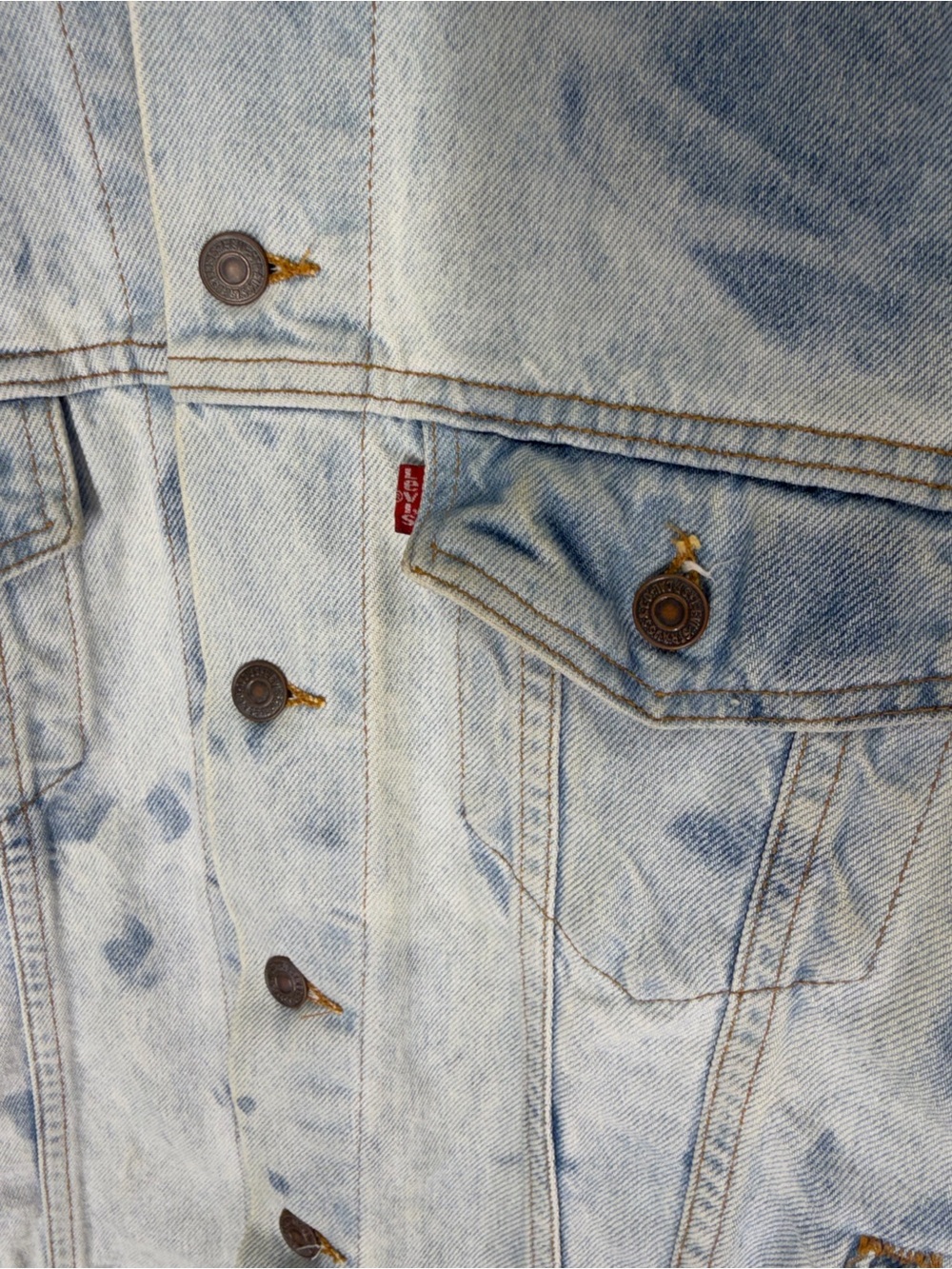 Vintage Levi Strauss & Co. Acid Bleach Wash Denim Trucker Jacket (Made in USA) - Picture 3 of 6